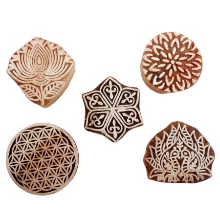 Set of 5 Piece New Mix Wooden Printing Blocks